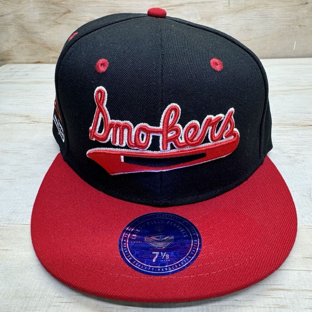 NEW Tampa Bay Smokers Ebbets Field Flannels DNA Fitted Cap Hat Black sz 7 1/8